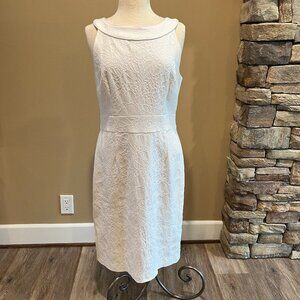 White House Black Market white sleeveless jacquard a-line midi dress size 12